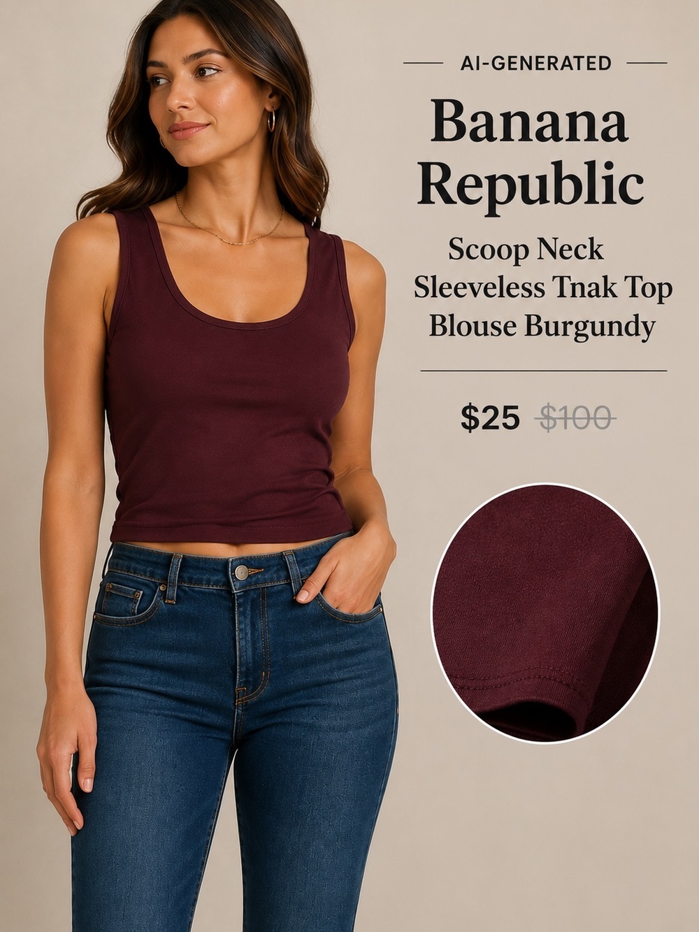 Banana Republic Scoop Neck Sleeveless Tnak Top Blouse Burgandy